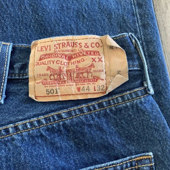 Levis 501 XX ORIGINAL FIT MEN'S JEANS (BIG & TALL) Straight Leg W44 L32 Blue - Picture 4 of 11